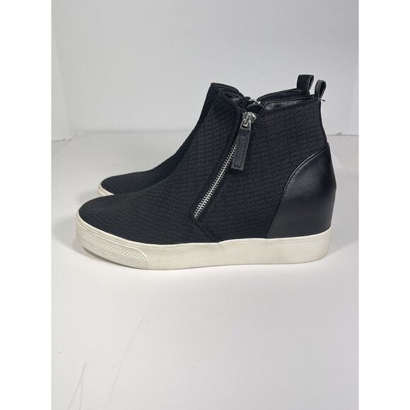 Steve Madden Womens Loxley Black Mesh Wedge High Top Sneaker Zip Sz 10 M NEW** - Picture 1 of 10